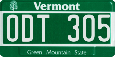 VT license plate ODT305