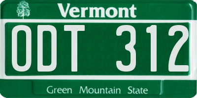VT license plate ODT312