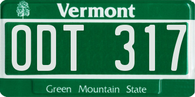 VT license plate ODT317