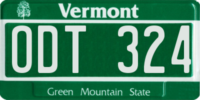 VT license plate ODT324