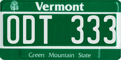 VT license plate ODT333