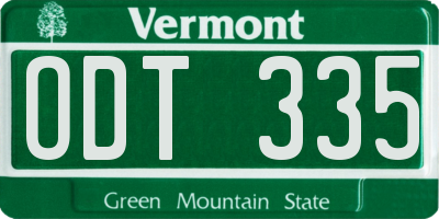 VT license plate ODT335