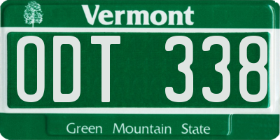 VT license plate ODT338