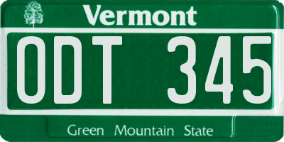 VT license plate ODT345