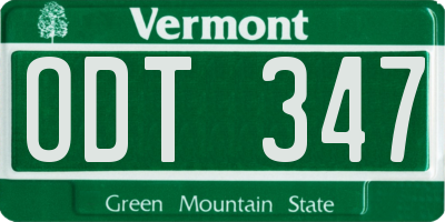 VT license plate ODT347