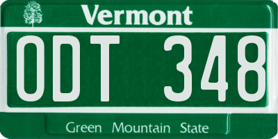 VT license plate ODT348