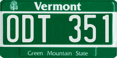 VT license plate ODT351