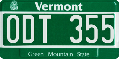 VT license plate ODT355