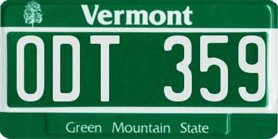 VT license plate ODT359