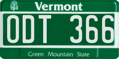 VT license plate ODT366