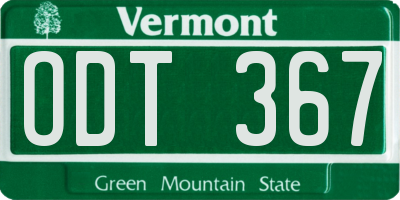 VT license plate ODT367