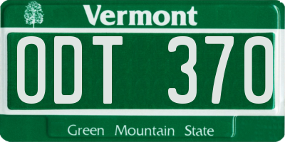 VT license plate ODT370
