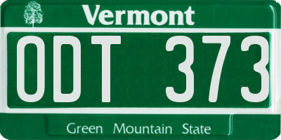VT license plate ODT373