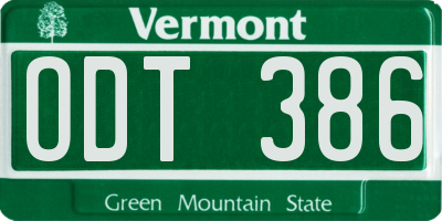 VT license plate ODT386