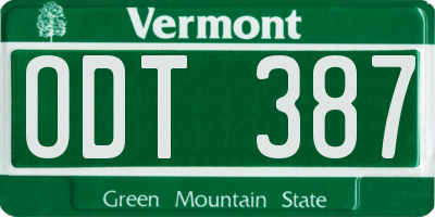 VT license plate ODT387