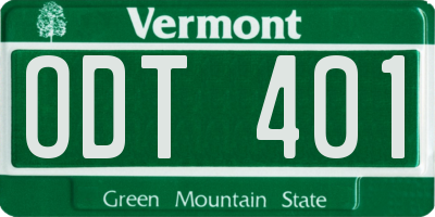 VT license plate ODT401