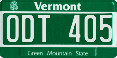 VT license plate ODT405
