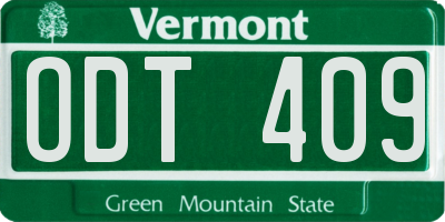 VT license plate ODT409
