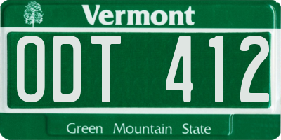 VT license plate ODT412