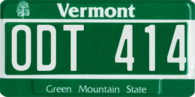 VT license plate ODT414
