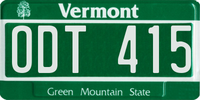 VT license plate ODT415