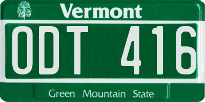 VT license plate ODT416