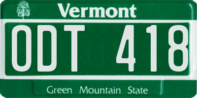 VT license plate ODT418