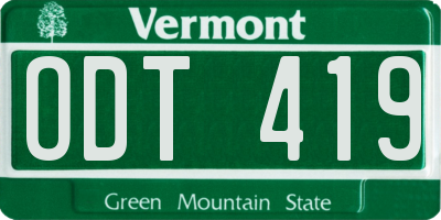VT license plate ODT419