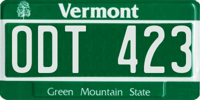 VT license plate ODT423