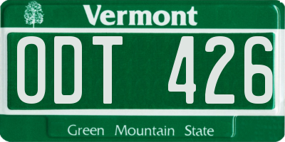 VT license plate ODT426