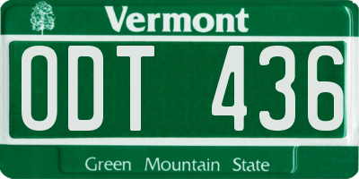 VT license plate ODT436