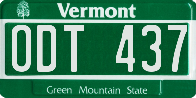 VT license plate ODT437