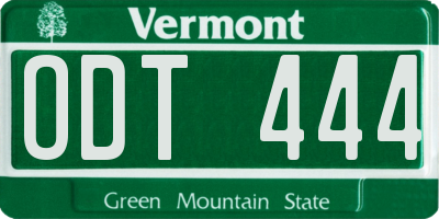 VT license plate ODT444