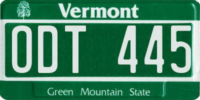 VT license plate ODT445