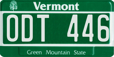 VT license plate ODT446