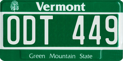 VT license plate ODT449