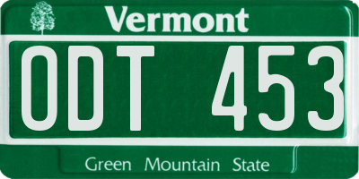 VT license plate ODT453