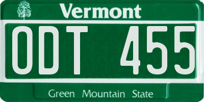 VT license plate ODT455