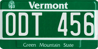 VT license plate ODT456