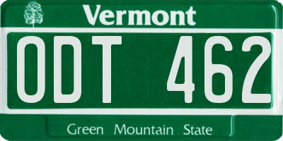VT license plate ODT462