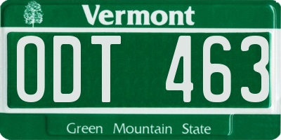 VT license plate ODT463