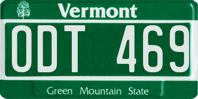 VT license plate ODT469