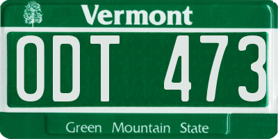 VT license plate ODT473