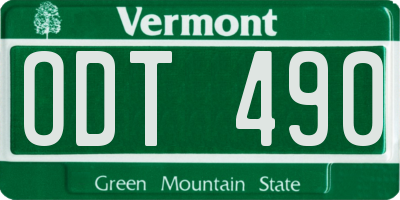 VT license plate ODT490
