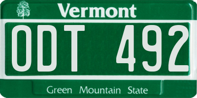 VT license plate ODT492