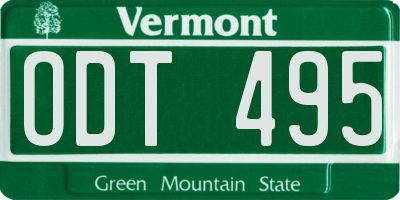 VT license plate ODT495