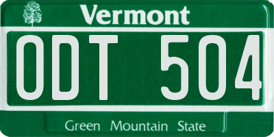 VT license plate ODT504