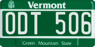 VT license plate ODT506