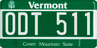VT license plate ODT511