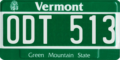 VT license plate ODT513